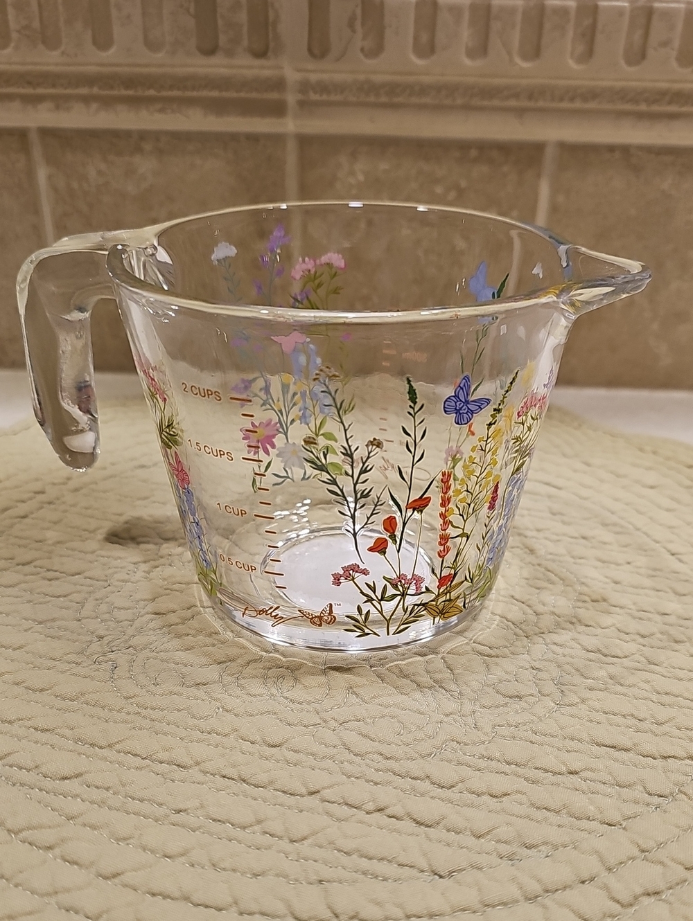 New Dolly Parton Wildflower Glass 2 Cup Measuring Cup